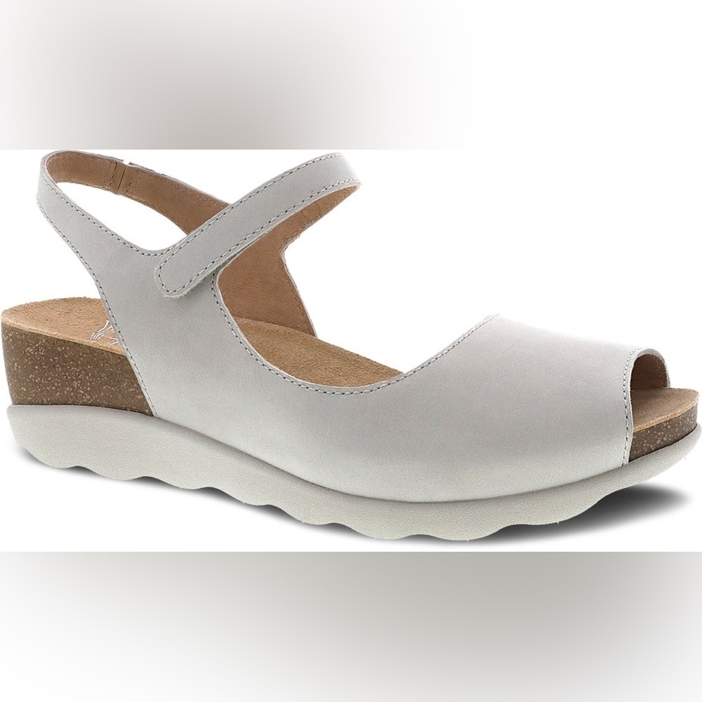 Dansko White Open-Toe Slingback Wedge Sandal